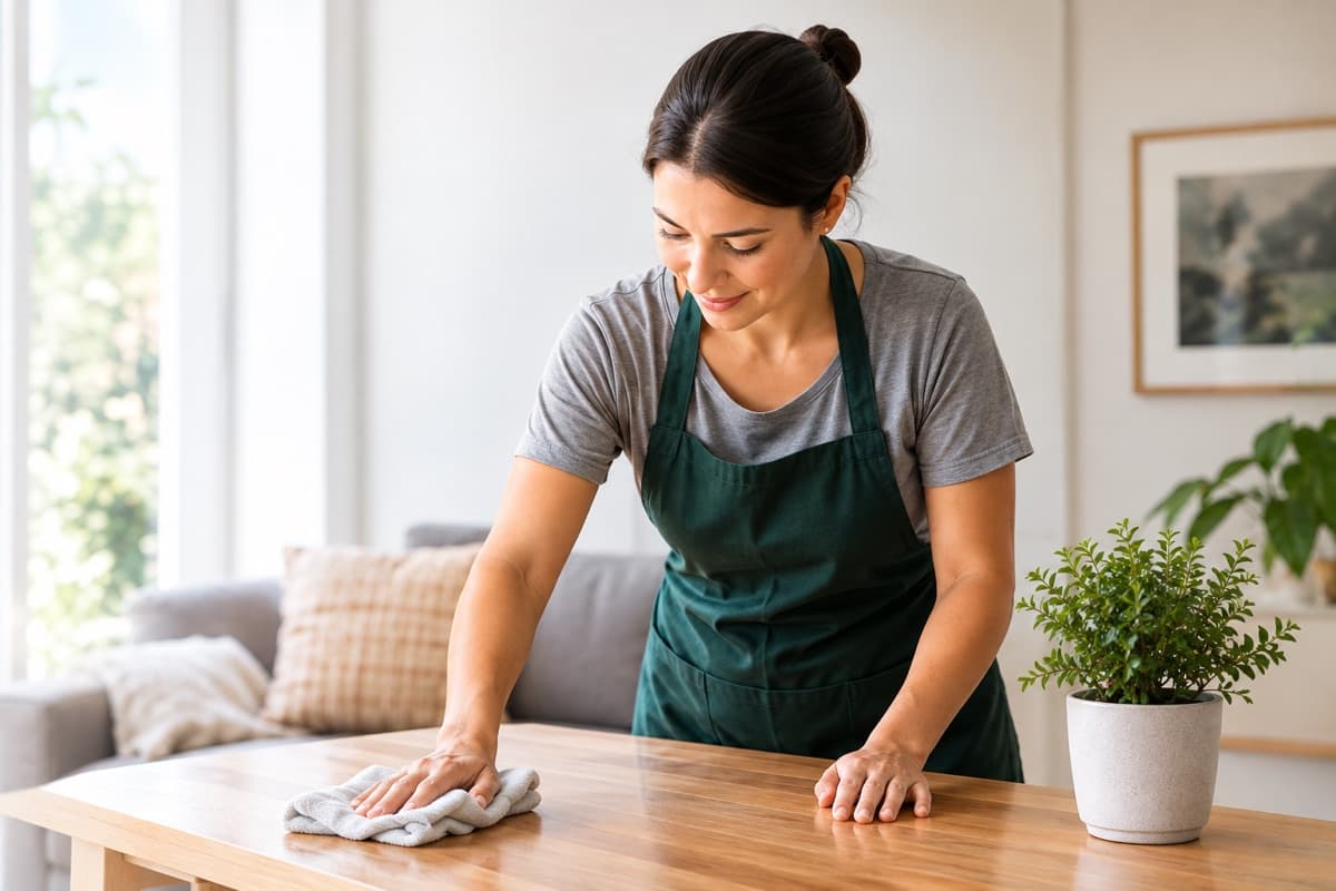 Persona trabajando en una casa